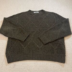 Belvedere Sweater Women Medium Olive Wool Blend Textured Crewneck Made In Italy